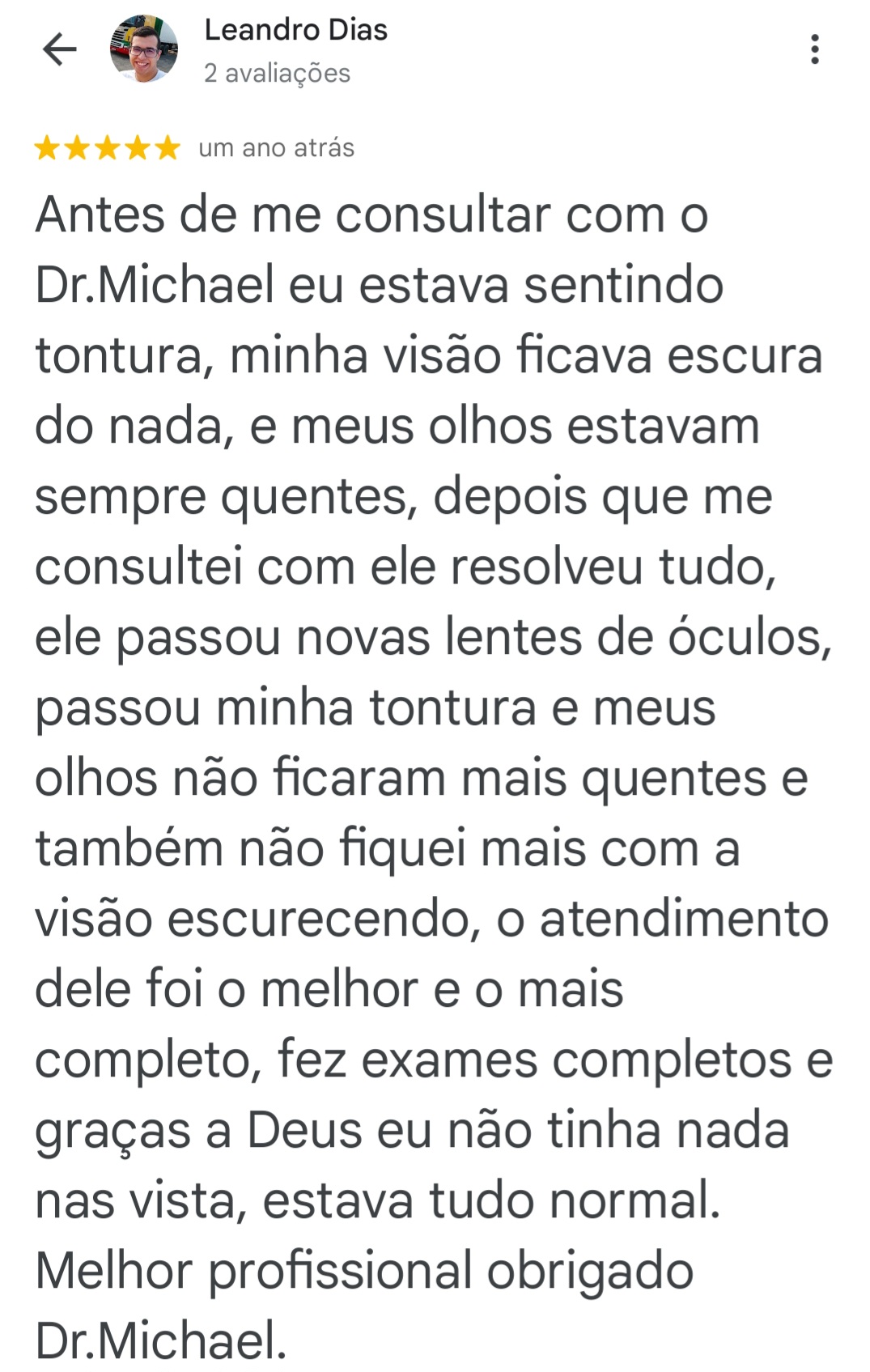 Depoimento para Dr Michael