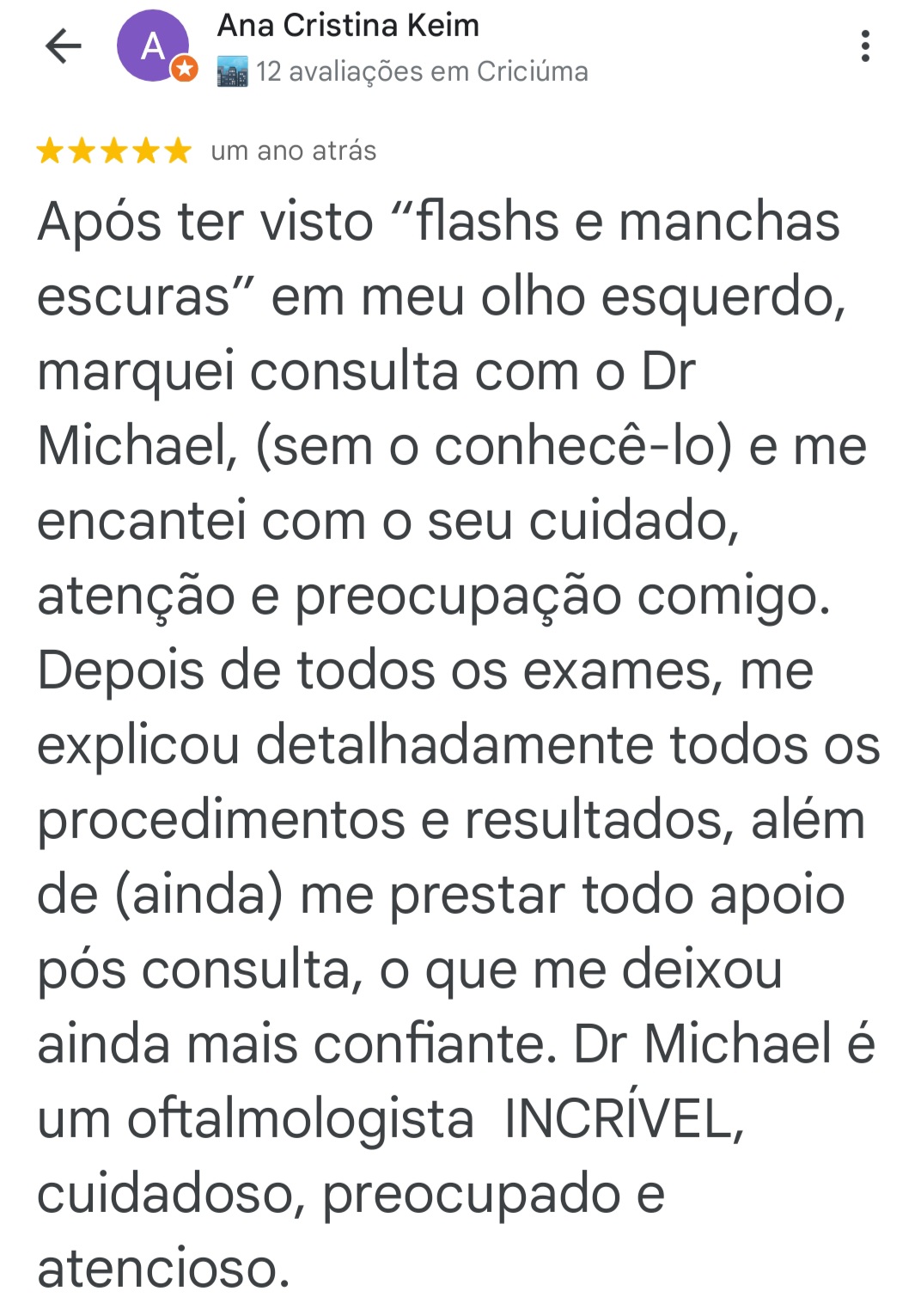 Depoimento para Dr Michael