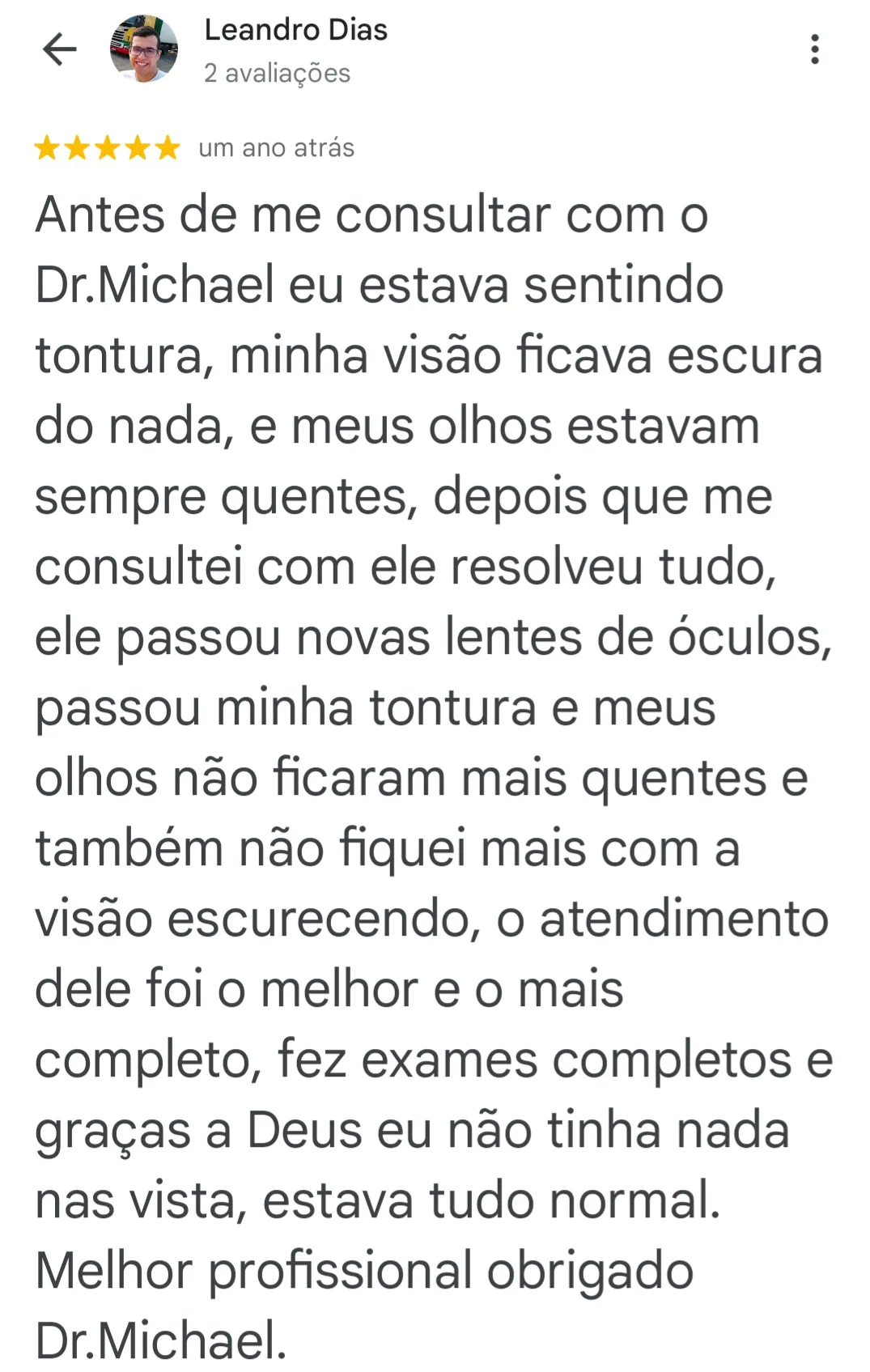 Depoimento para Dr Michael