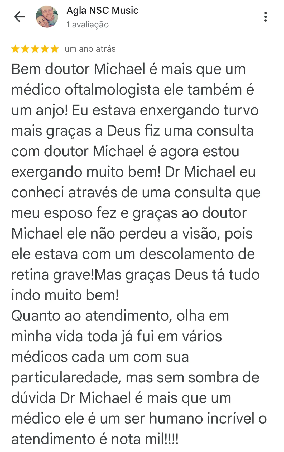 Depoimento para Dr Michael