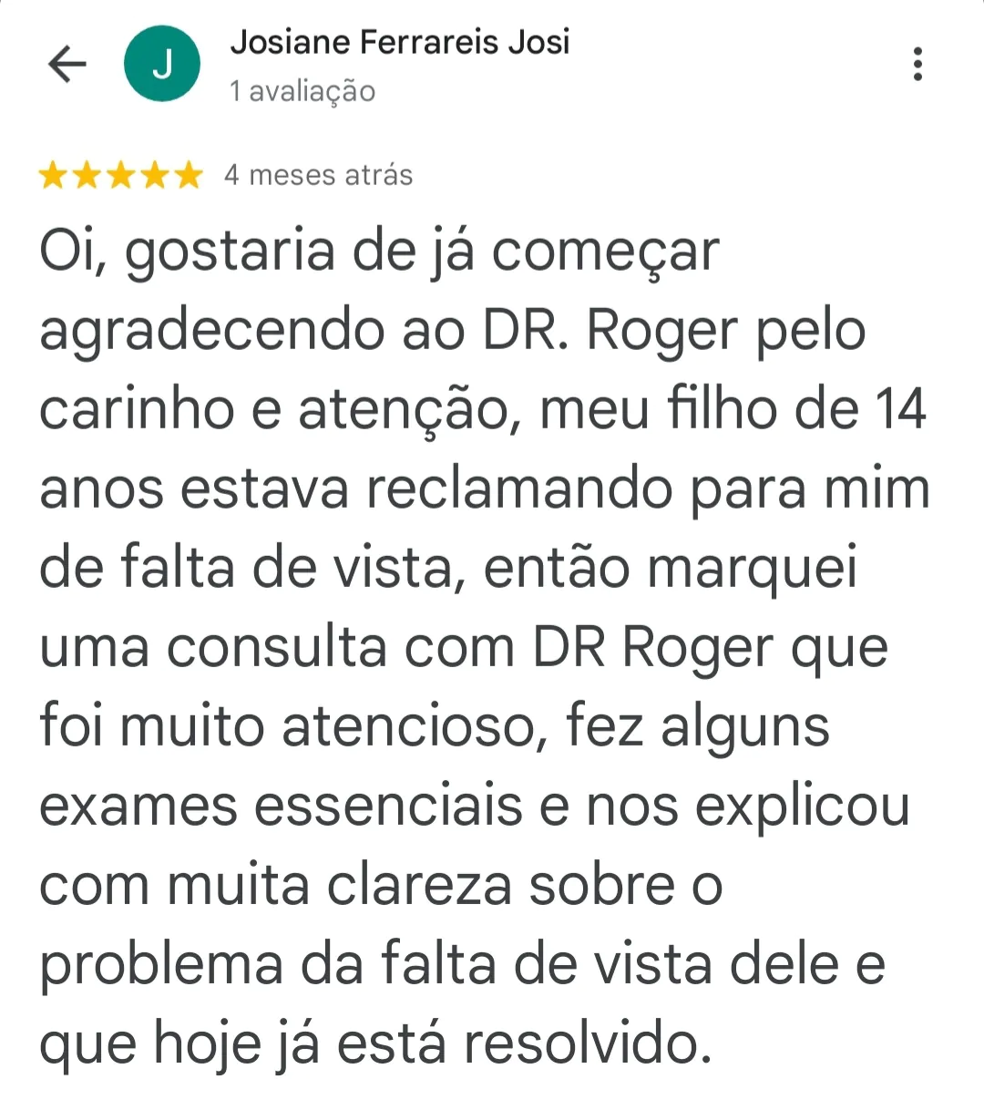 Depoimento para Dr Roger