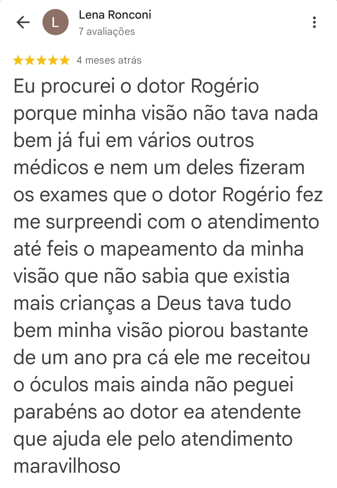 Depoimento para Dr Roger